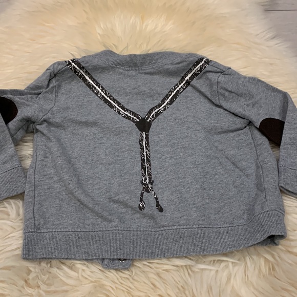 Koala Kids Gray Cardigan Sweater in Sweatshirt Material Gray/Brown Suspenders - Picture 5 of 5